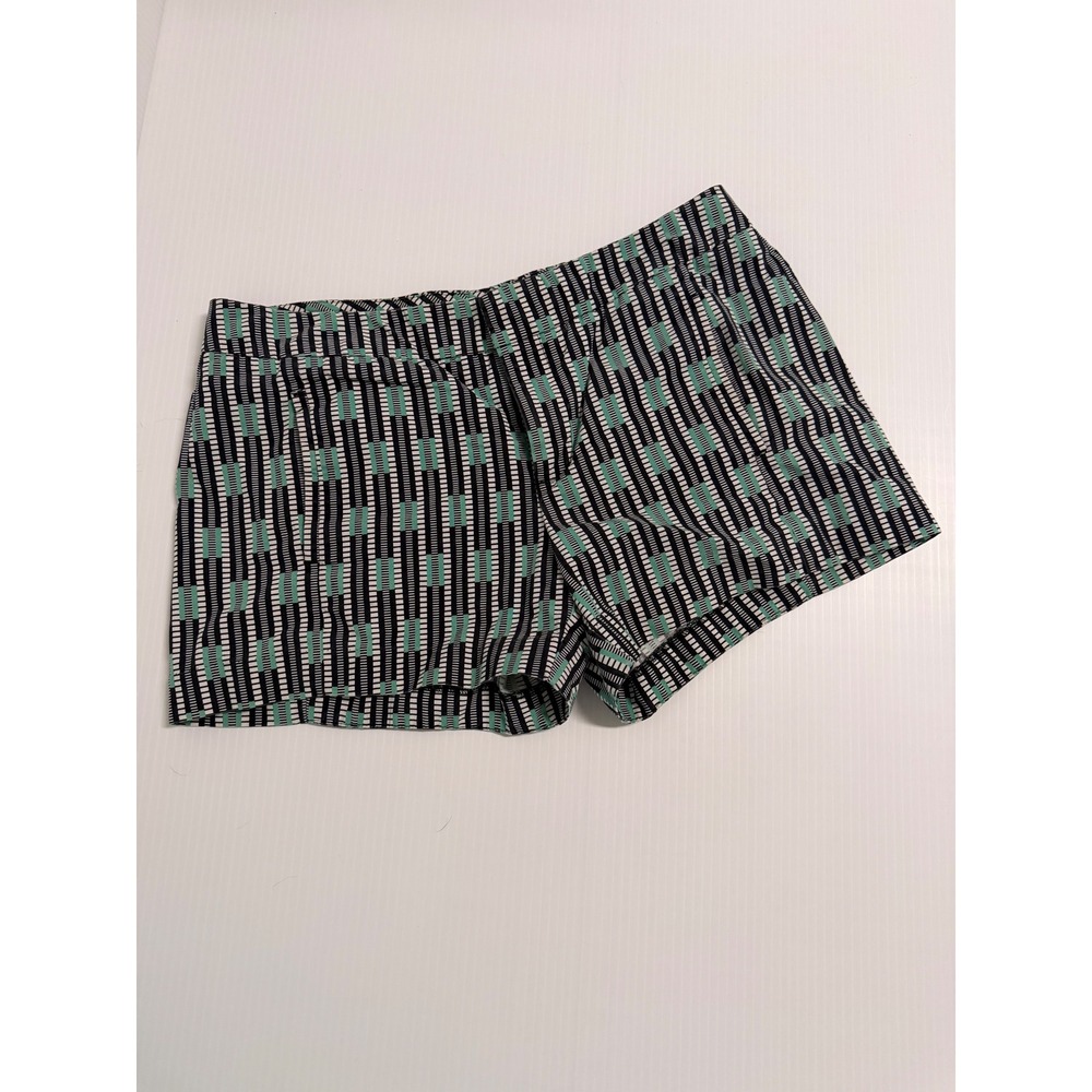Gap Women Black Mint Green Geometric Striped Tailored Shorts Size 4